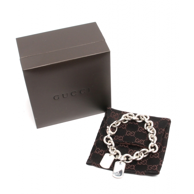 Gucci(グッチ)のグッチ ブレスレット SV925 ドッグタグ ダブルタグ プレート メンズ メンズのアクセサリー(ブレスレット)の商品写真