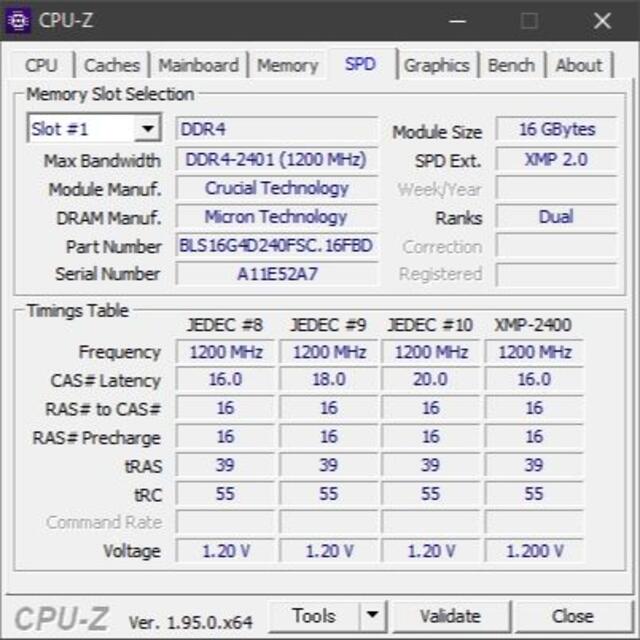 Micron DDR4-2400 16GB 2枚 合計32GB PCメモリ 匿名