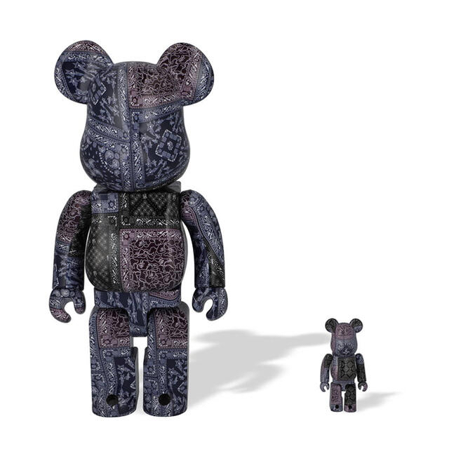 BAPE BLACK BE@RBRICK BANDANA 100% 400%