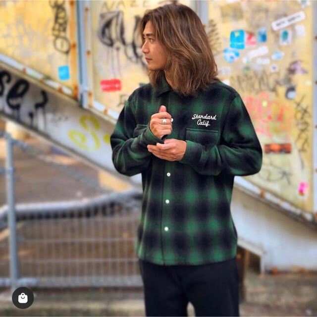 STANDARD CALIFORNIA(スタンダードカリフォルニア)の完売21AW SD Ombre Check Wool ShirtサイズLキムタク メンズのトップス(シャツ)の商品写真