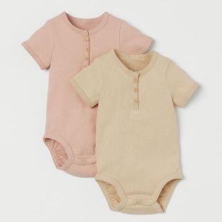 エイチアンドエイチ(H&H)のH&M リブボディスーツ　2枚セット　半袖(ロンパース)