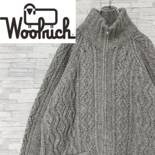 ウールリッチ(WOOLRICH)のウールリッチ  フルジップ　ハイネックニット　カーディガン　フィッシャーマン　L(ニット/セーター)