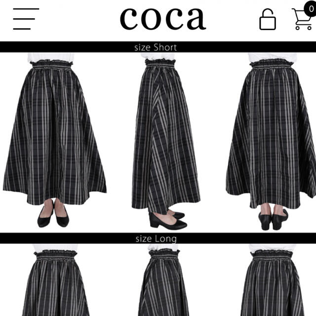 coca チェックロングスカート ショート丈 レディースのスカート(ロングスカート)の商品写真