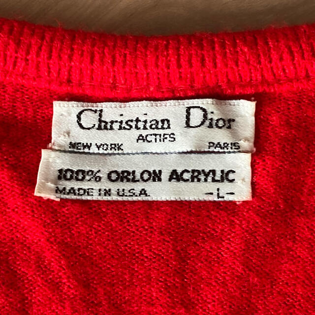 Christian Dior(クリスチャンディオール)のusa製　ヴィンテージ　クリスチャンディオール　cd ニット　vネック　赤　古着 メンズのトップス(ニット/セーター)の商品写真