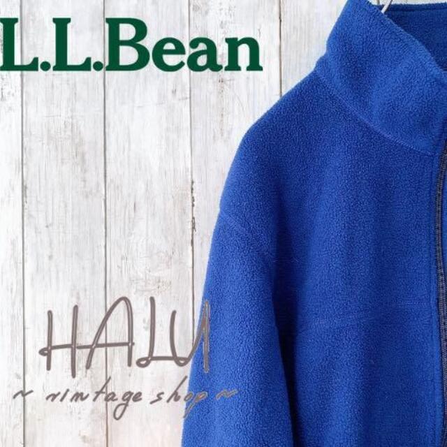 L.L.Bean エルエルビーン フリースジップパーカー 刺繍ロゴ 青 古着 | フリマアプリ ラクマ