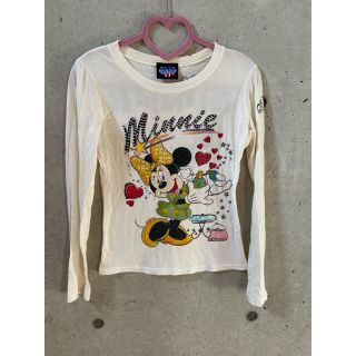 ジャンクフード(JUNK FOOD)の★ジャンクフード★レア！ミニー ロング Tシャツ ユーズド加工 キラキラ M(Tシャツ(長袖/七分))