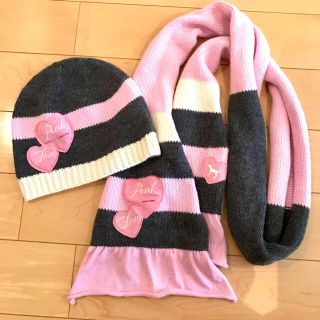 ヴィクトリアズシークレット(Victoria's Secret)のVictoria‘s Secret Pink マフラー&帽子セット　ピンク(マフラー/ショール)