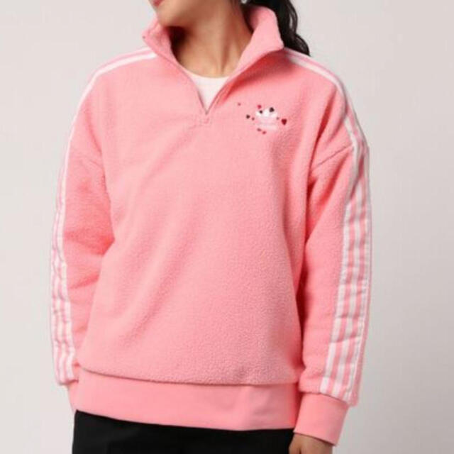 adidas - 【美品】adidas ハーフジップ スウェット ピンクの通販 adidas - 【美品】adidas ハーフジップ スウェット ピンクの通販