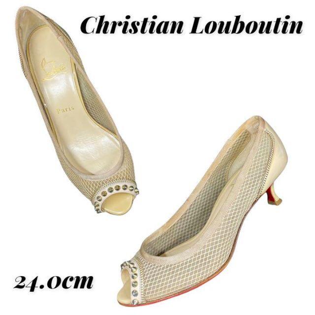 Christian Louboutin(クリスチャンルブタン)のChristian Louboutin オープントゥ パンプス 24.0スタッズ レディースの靴/シューズ(ハイヒール/パンプス)の商品写真