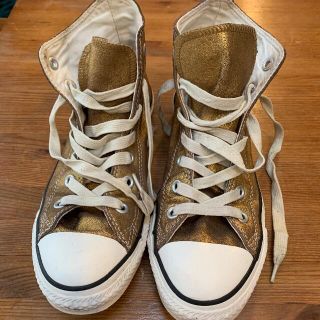 90年代　コンバース ロゴもゴールド ハイカット サイズ５　23.5？
