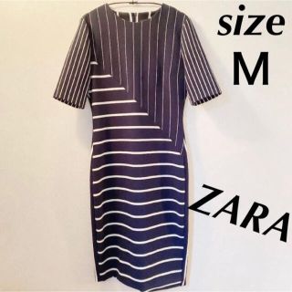 ザラ(ZARA)の★ZARA★ザラ★ボーダー柄 半袖ワンピースM 9号〜11号(ひざ丈ワンピース)