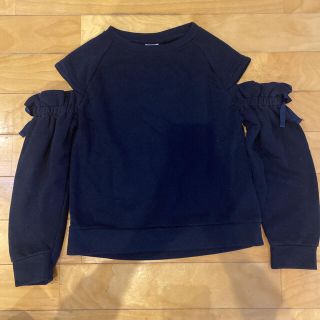 ザラキッズ(ZARA KIDS)のZARA kids 128 8歳　トレーナー　肩出しリボン　ネイビースウェット(Tシャツ/カットソー)