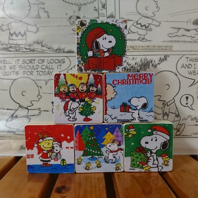 SNOOPY(スヌーピー)のスヌーピー クリスマスオブジェ インテリアブロック ハンドメイドのインテリア/家具(インテリア雑貨)の商品写真