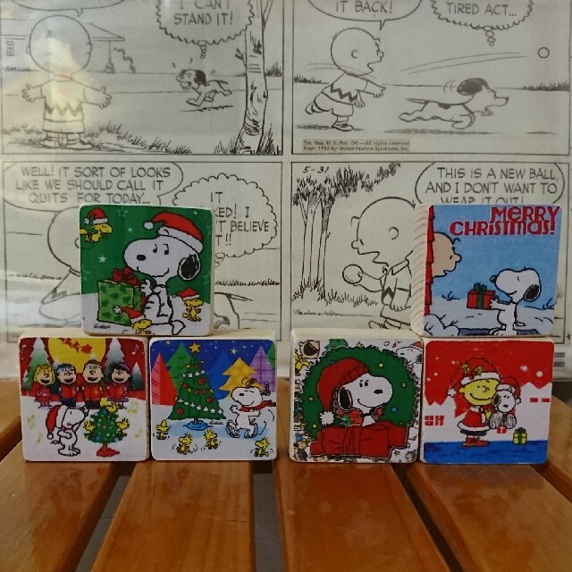 SNOOPY(スヌーピー)のスヌーピー クリスマスオブジェ インテリアブロック ハンドメイドのインテリア/家具(インテリア雑貨)の商品写真