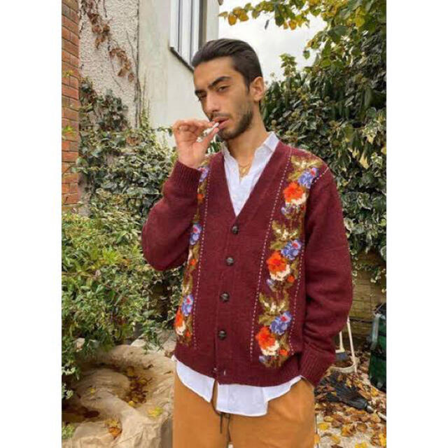 19AW Supreme Floral Stripe Cardigan Red-