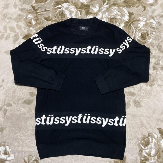 STUSSY ステューシー　セーター　黒　ブラック　M ボーダー　logo
