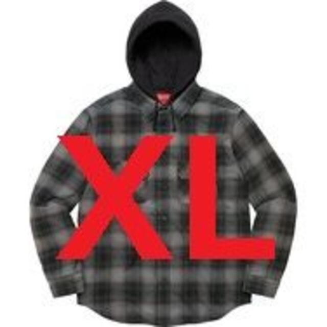 XL 黒 Supreme Hooded Flannel Zip Up Shirt