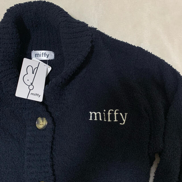【miffy】ニット　カーディガン　ネイビー　お月様　モコモコ　4L レディースのルームウェア/パジャマ(ルームウェア)の商品写真
