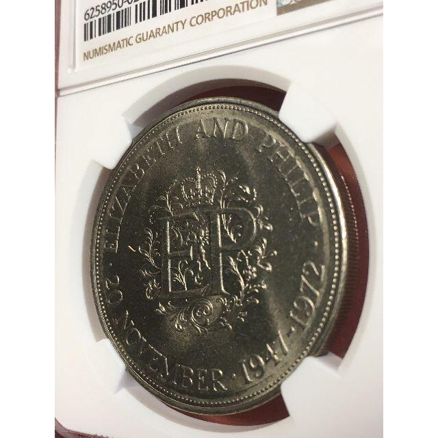 1972年 イギリス 25ペンス 銀貨 ロイヤルウェディング NGC MS64