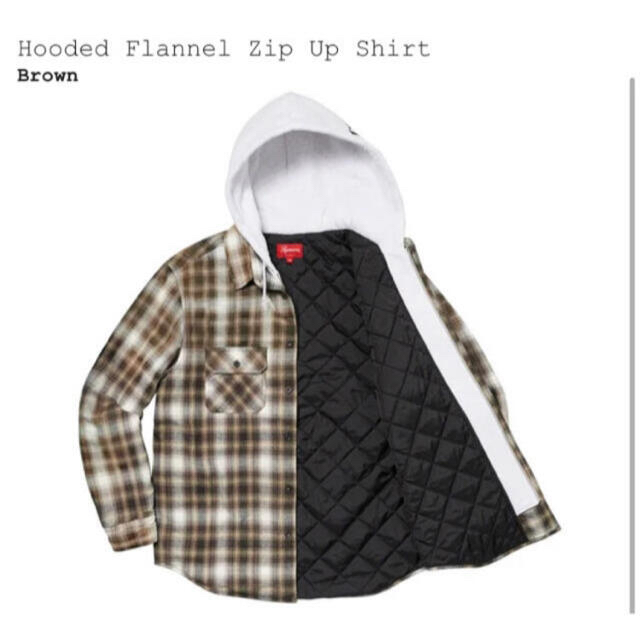 Supreme Hooded Flannel Zip Up Shirt 茶色