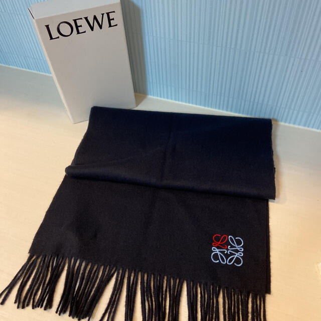 でございま LOEWE - LOEWE ウールカシミアマフラー ネイビーの通販 by