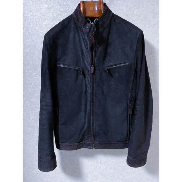 GUCCI グッチ スエード シングル ライダース ジャケット 48 ベージュ