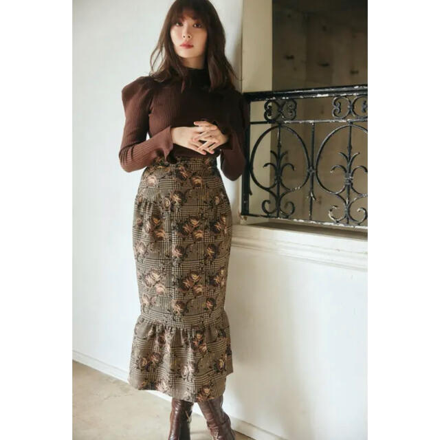 Her lip to Roses Jacquard Midi Skirt - ロングスカート