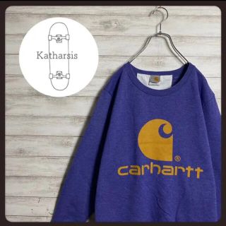 カーハート(carhartt)の【入手困難】90sカーハートプリントデカロゴスウェット希少カラー(スウェット)