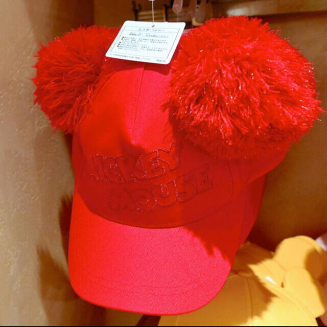 Disney(ディズニー)のファンキャップ 赤 58cm エンタメ/ホビーのおもちゃ/ぬいぐるみ(キャラクターグッズ)の商品写真