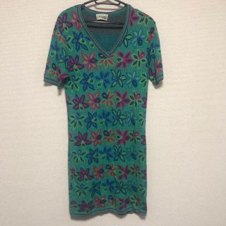 ミッソーニ(MISSONI)のVintage missoni ニットワンピース　ニット　ワンピース　花柄(ミニワンピース)