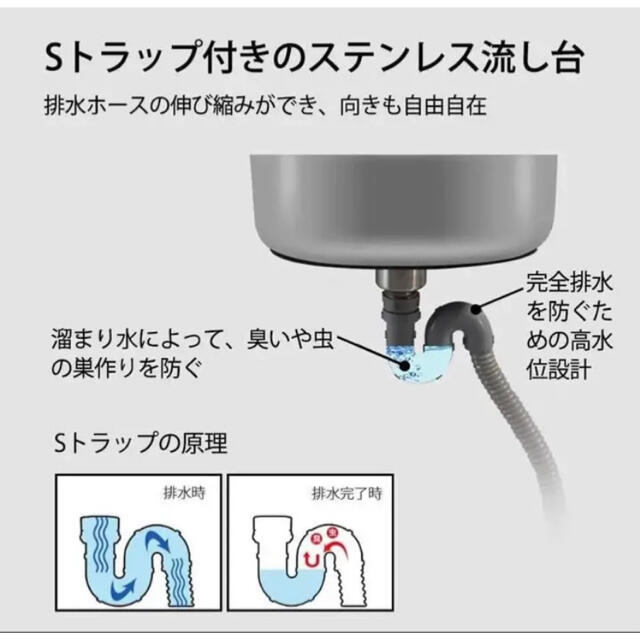 流し台 A55屋外ステンレス水栓付き幅55cm 奥行45cm 高さ80cm