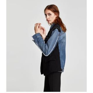 ZARA コントラスト ブレザー デニム ジャケット ザラ Gジャン テーラード