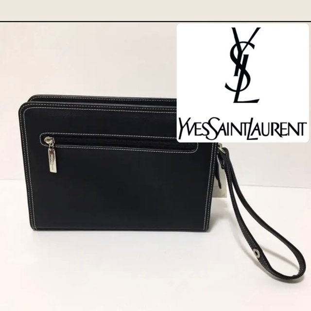 YSL イヴ　サンローラン　クラッチバック　黒レザー