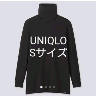 ユニクロ(UNIQLO)のエクストラウォーム タートルネック 九分袖 極暖 黒 Sサイズ(Tシャツ/カットソー(七分/長袖))