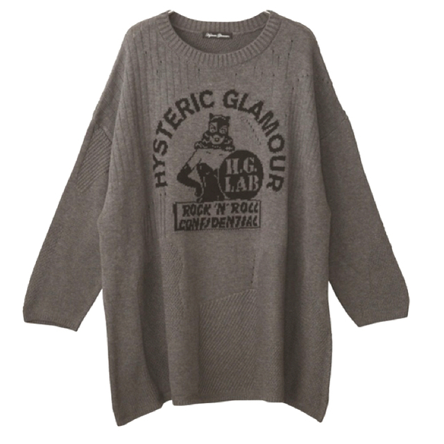 HYSTERIC GLAMOUR　ニット ワンピース セーター　グレー　Free