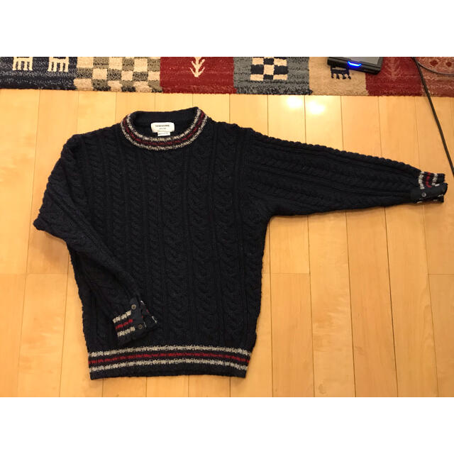 メンズTHOM BROWNE 手編みニットセーター　アイルランド製　美品　ウール100