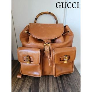 グッチ(Gucci)のレア グッチ オールドグッチ バンブー リュック バッグ ブラウン 茶(リュック/バックパック)