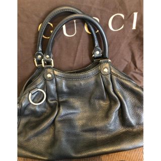 グッチ(Gucci)の本革 バッグ A4 グッチ 大容量 黒ブラック ブランド 本物 GUCCI(ハンドバッグ)