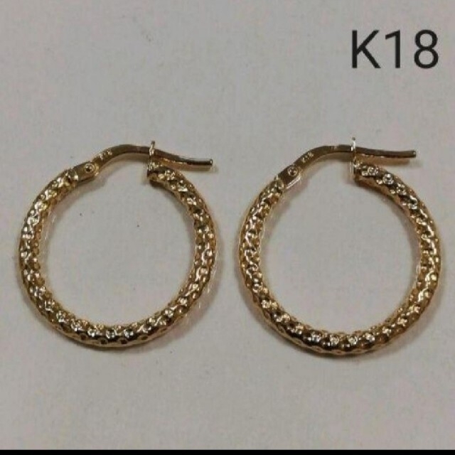 ✨特別価格✨K18 18金 18k YG フープピアス《楕円形&ひねりタイプ》