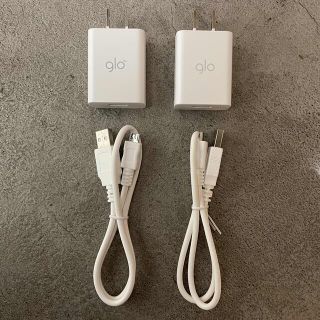 グロー(glo)の【携帯充電可能】glo USBタイプBケーブル  充電用ACアダプター2セット(バッテリー/充電器)