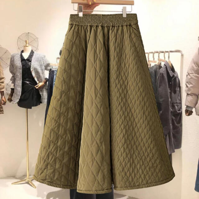 新品　大人気　キルティングスカート　韓国　インポート レディースのスカート(ロングスカート)の商品写真