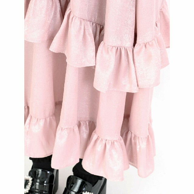 Ank Rouge(アンクルージュ)のAnk Rouge ロマンティックフリルロングスカート ピンク レディースのスカート(ロングスカート)の商品写真