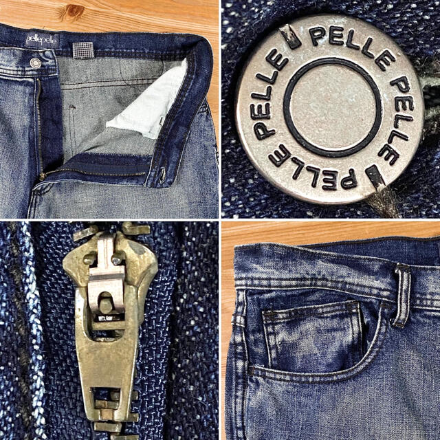 PELLE PELLE(ペレペレ)のpellepelle ペレペレ 極太 バギー ワイドデニム 厚手刺繍 W38 メンズのパンツ(デニム/ジーンズ)の商品写真