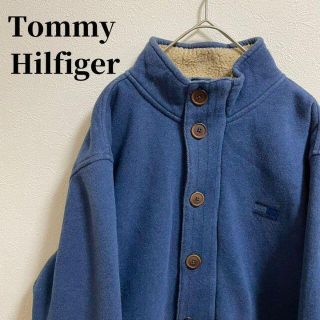 トミーヒルフィガー(TOMMY HILFIGER)の【超希少✨】US古着 アメリカ TOMMY ボアジャケット フリース 青ブルー(ダッフルコート)