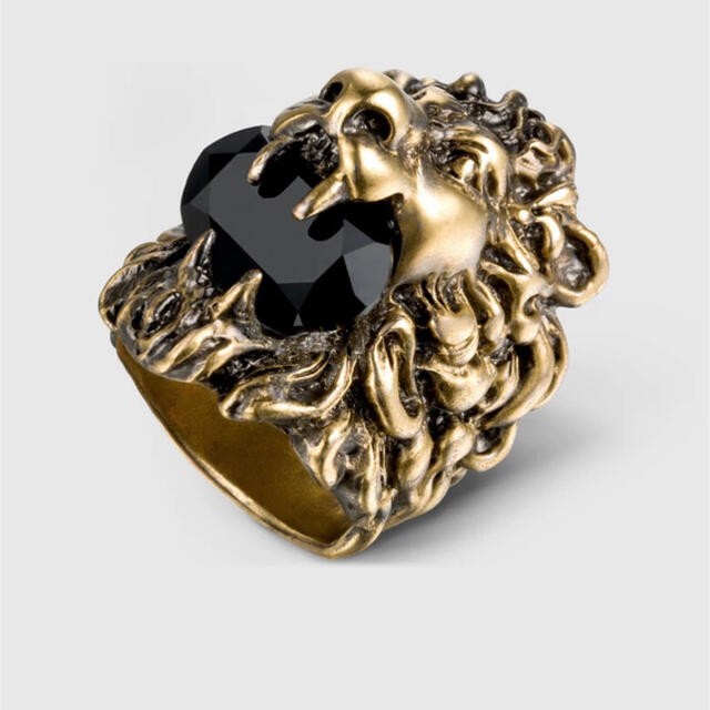 GUCCI - 正規品 GUCCI クリスタル付き ライオンヘッド リングの GUCCI - 正規品 GUCCI クリスタル付き ライオンヘッド リングの