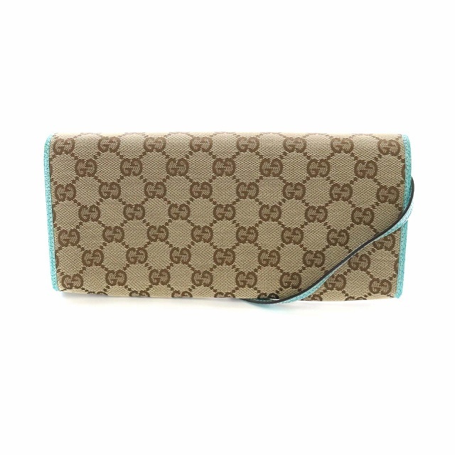 Gucci(グッチ)のグッチ バンブー クラッチバッグ ショルダーバッグ GGキャンバス ベージュ 緑 レディースのバッグ(ショルダーバッグ)の商品写真