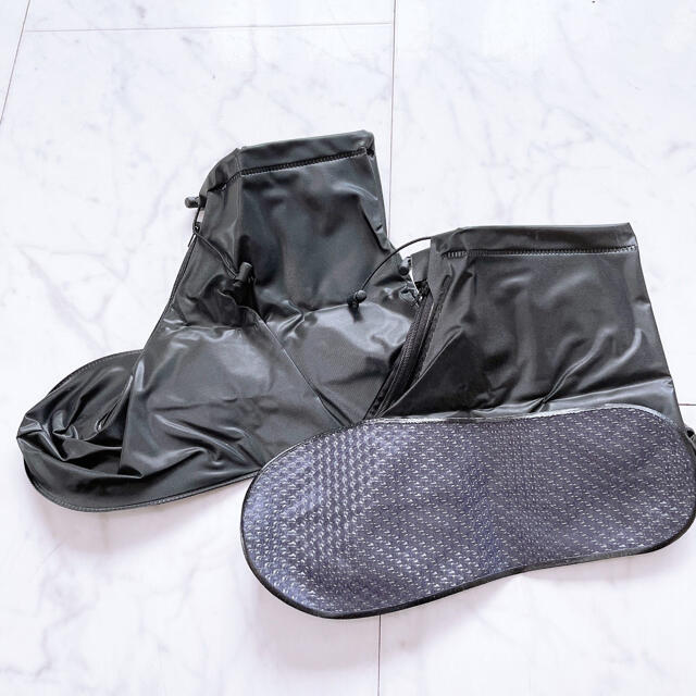 レインブーツ 台風 防汚 靴カバー 防水層 耐摩耗性 厚手 25cm 黒 透明 レディースの靴/シューズ(レインブーツ/長靴)の商品写真