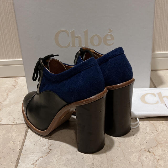 クロエ Chloe バイカラーブーティー ショートブーツ ウッドヒール 交換 ...