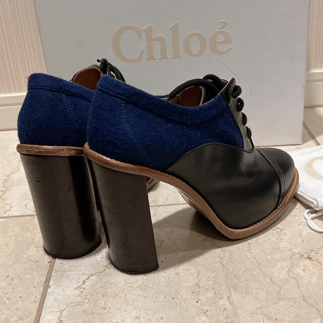 クロエ Chloe バイカラーブーティー ショートブーツ ウッドヒール 交換 ...