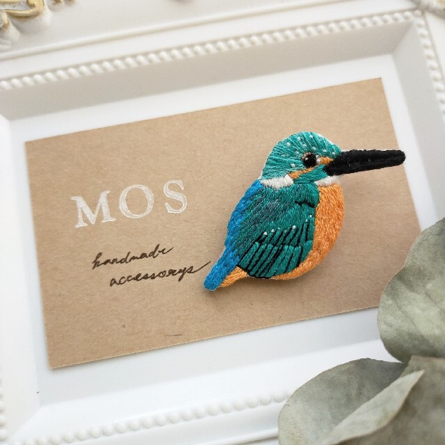 soldout//手刺繍ブローチ カワセミ 野鳥 ナチュラル